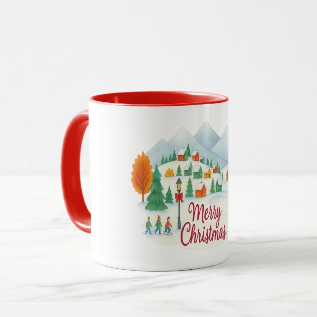 Joyeux Noël – Mug combo Village d'hiver de vacance (Devant gauche)