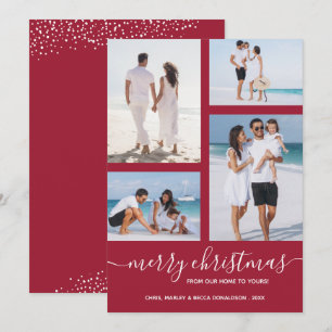 Joyeux Noël Multi Photo Crimson Carte de vacances