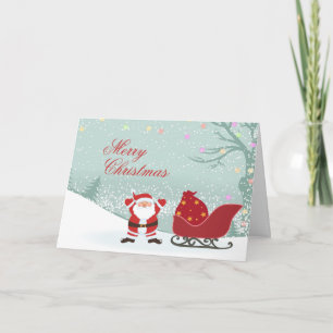 Joyeux Noël neige Père Noël carte de traîneau