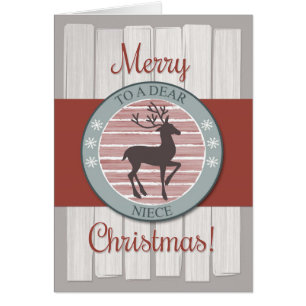 Joyeux Noël nièce, clôture rustique et renne