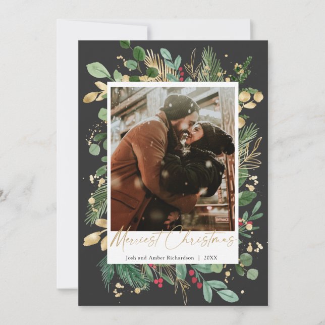 Joyeux Noël noir or rouge sainte baies (Devant)