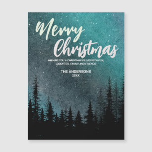 Joyeux Noël Nuit sombre ciel forêt de pins Vacance