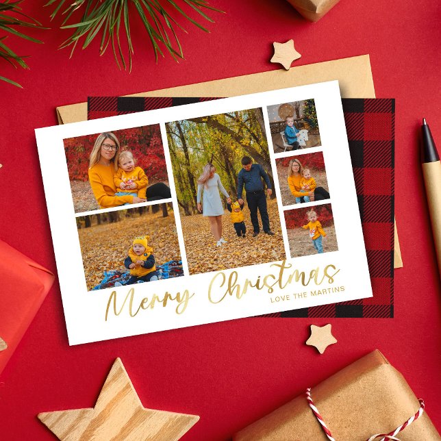 Joyeux Noël Or 6 Photo Buffalo Plaid (Créateur téléchargé)