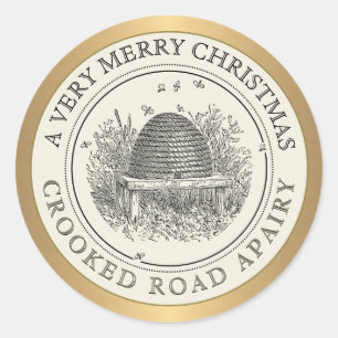 Joyeux Noël or et ivoire Apiary Étiquette