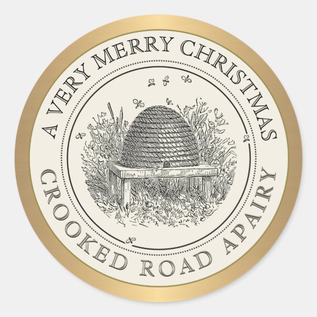 Joyeux Noël or et ivoire Apiary Étiquette (Devant)