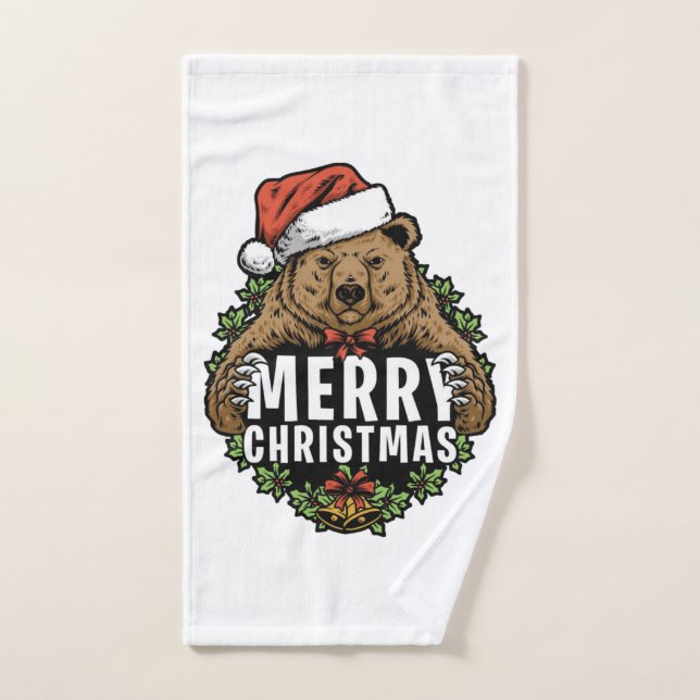Joyeux Noël Ours Brun (Serviette à main)