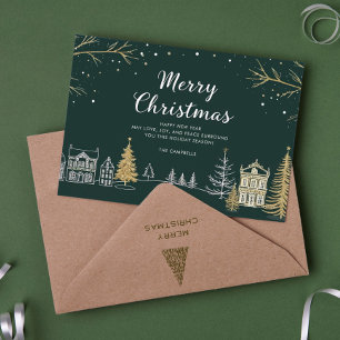 Joyeux Noël Paysage enneigé Carte de vacances
