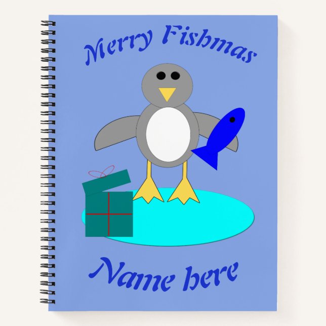 Joyeux Noël Pêche Pingouin Carnet personnalisé (Devant)