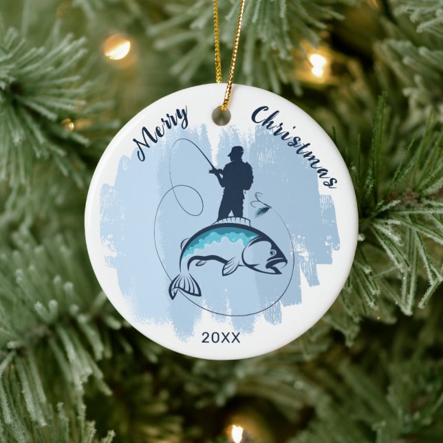 Joyeux Noël Pêcheur Capture Ornement Poisson (Arbre)