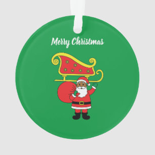 Joyeux Noël Père Noël afro-américain Vert