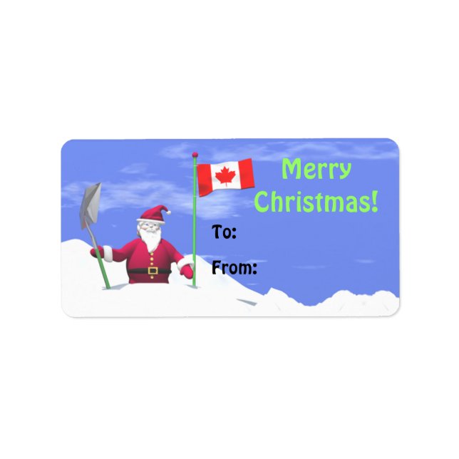 Joyeux Noël Père Noël au Canada étiquette cadeau (Devant)