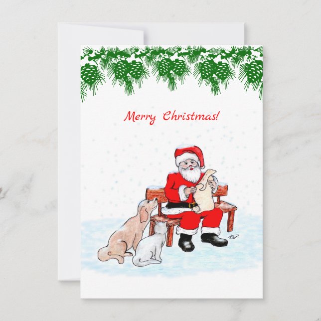 Joyeux Noël - Père Noël avec chat et chien (Devant)