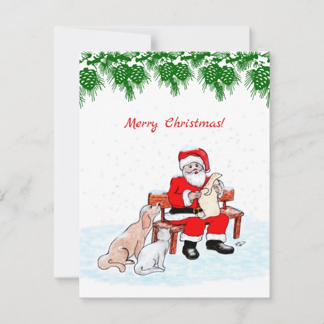 Joyeux Noël - Père Noël avec chat et chien (Devant)