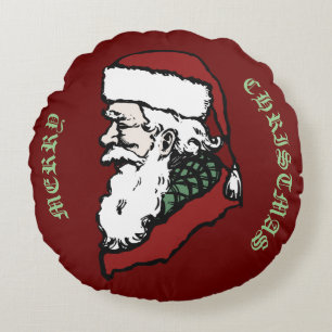 Joyeux Noël Père Noël Caricature Coussin rond