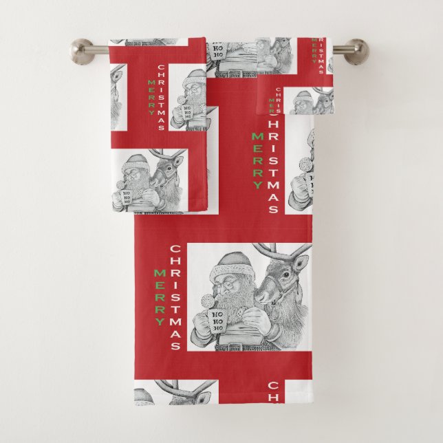 Joyeux Noël Père Noël et rennes (En situation)