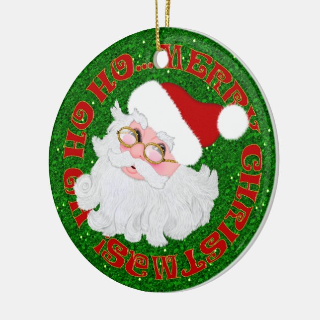 Joyeux Noël Père Noël Face ROND ORNEMENT (Gauche)