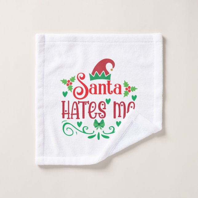 Joyeux Noël Père Noël me déteste (Gant de toilette)