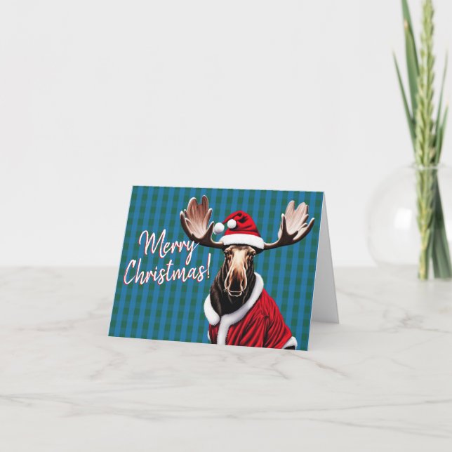 Joyeux Noël, Père Noël Moose ! Carte pour les fête (Devant)