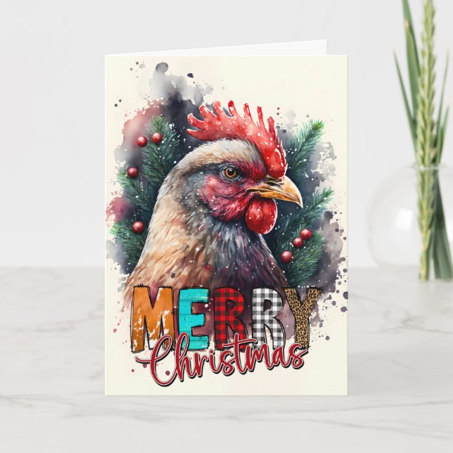 Joyeux Noël Père Noël Poulet Carte (Devant)