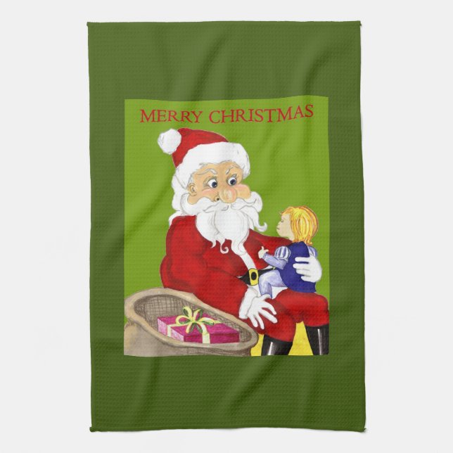 Joyeux Noël Père Noël & serviette de cuisine pour  (Vertical)