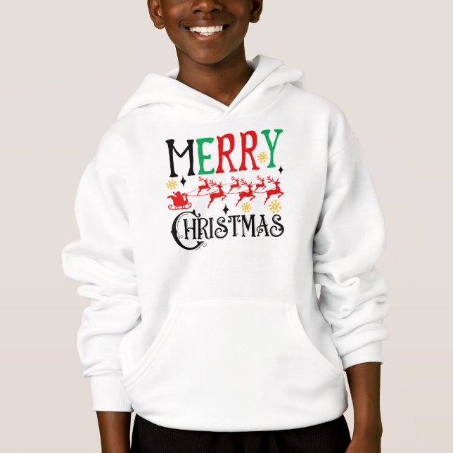Joyeux Noël Père Noël Sleigh-61049 T-Shirt Sweat - (Devant)