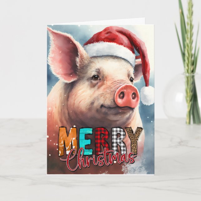 Joyeux Noël Père PORC Carte (Devant)
