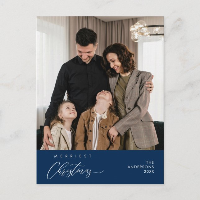 Joyeux Noël Photo de famille Bonheur Carte de vœux (Devant)