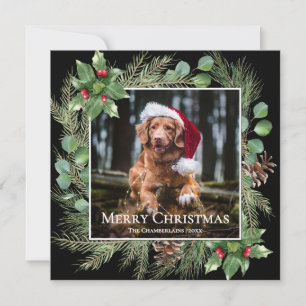 Joyeux Noël Photo de l'animal Couronne Carte Carré