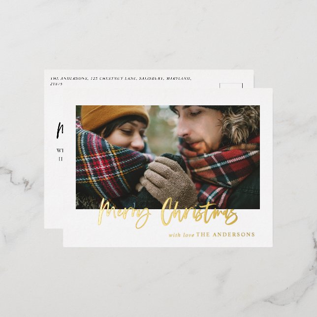 joyeux Noël photo foin vacances carte postale (Recto/Verso)