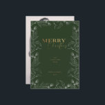 Joyeux Noël Photo Gold Calligraphy Carte<br><div class="desc">Notre collection "Winter Wonder Holiday" présente des illustrations au pochoir de feuillage hivernal couplées à un élégant script en feuille d'or imitation. Les Arrière - plans sont élégants blanc, riche bordeaux et vert chasseur - couleurs de vacances classiques. Vous pouvez mélanger et assortir les produits de cette collection pour un...</div>