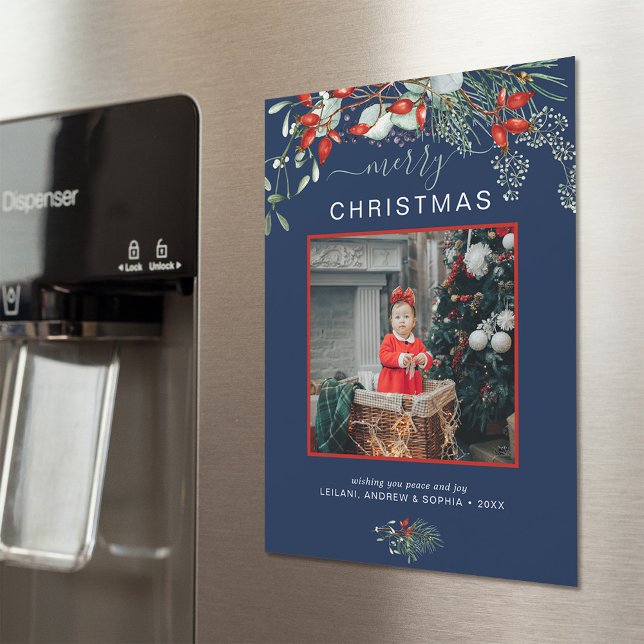 Joyeux Noël Photo Marine Joyeux Noël (You will love these beautiful Christmas cards! They feature botanical watercolor pine and berries.)