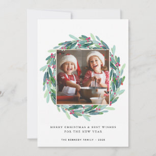 Joyeux Noël Photo moderne Holiday Holly Wreath