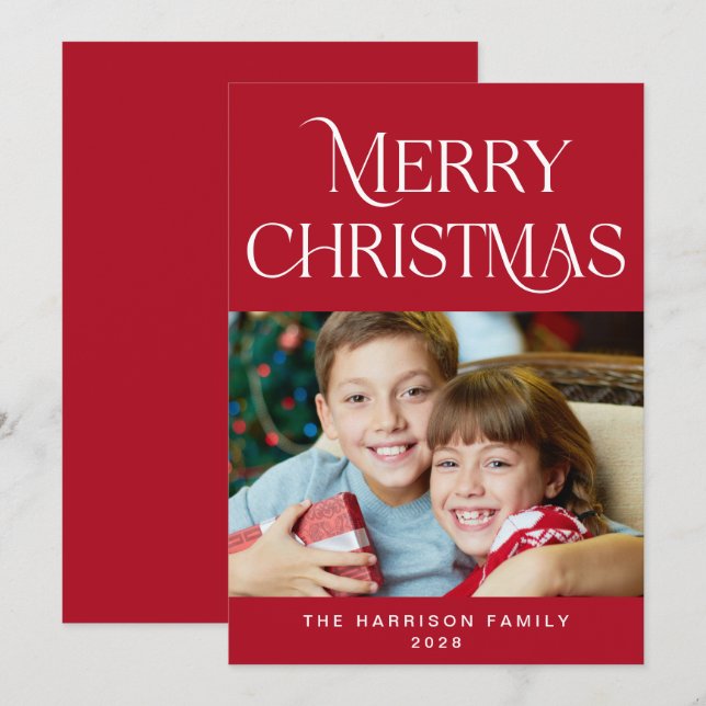 Joyeux Noël Photo Script Carte de vacances (Devant / Derrière)