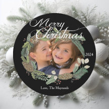 Joyeux Noël Pine Cône et Carte photo de verdure