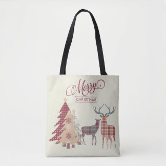 Joyeux Noël Plaid Arbres, Sac fourre-tout de cerfs