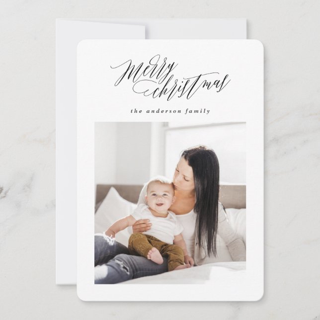 Joyeux Noël plaid script vacances carte photo (Devant)
