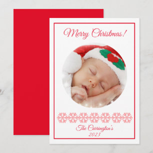 Joyeux Noël Plaid Snowflakes Photo Holiday