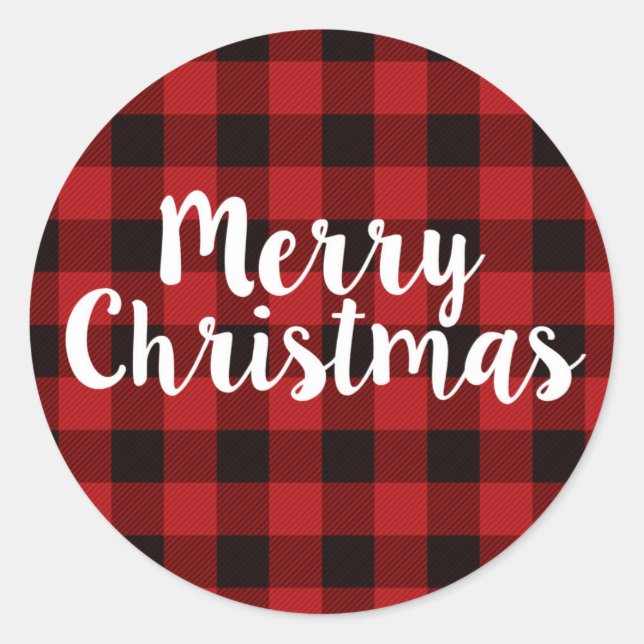 Joyeux Noël Plaid | Stickers ronds (Devant)