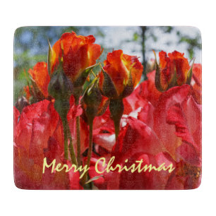 Joyeux Noël Planches à Découper en Verre Rose Roug