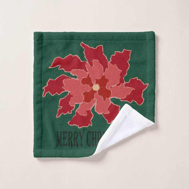Joyeux Noël Poinsettia (Gant de toilette)