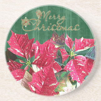 Joyeux Noël Poinsettia Dessous de verre en grès