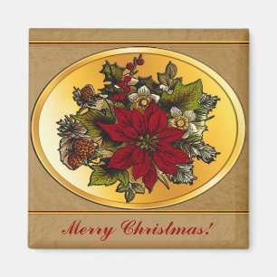 Joyeux Noël Poinsettia Magnet
