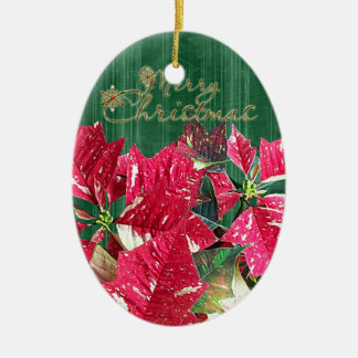Joyeux Noël Poinsettia Ornement en céramique
