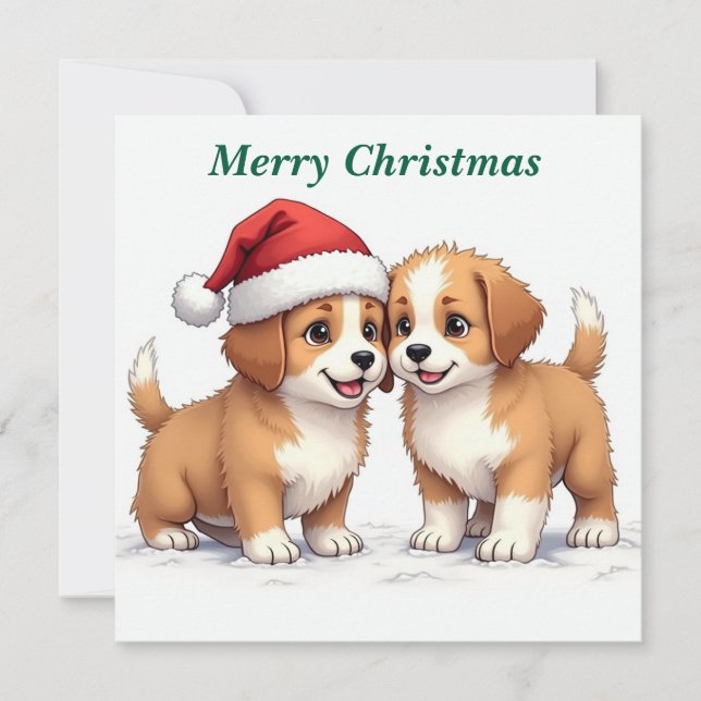Joyeux Noël Puppies carte de vacances (Devant)