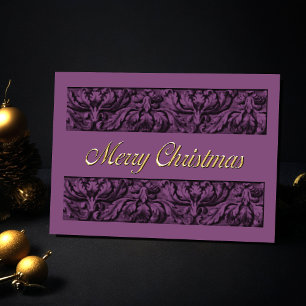 Joyeux Noël Purple Ornat Bordure Carte de vacances