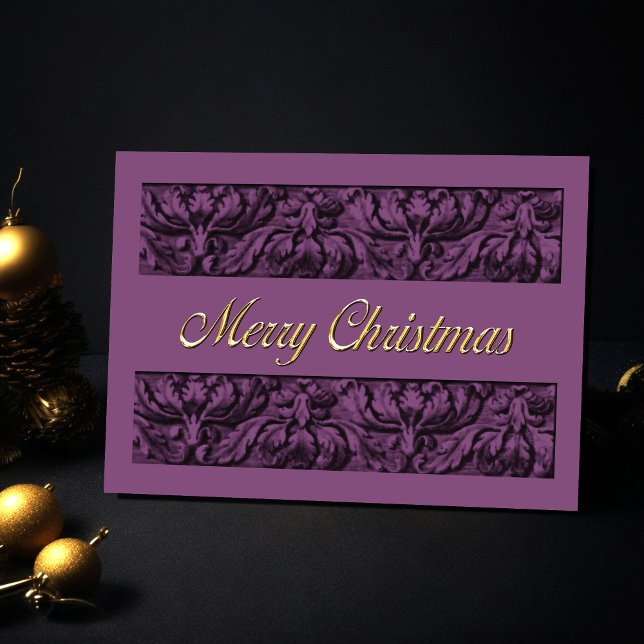 Joyeux Noël Purple Ornat Bordure Carte de vacances (Créateur téléchargé)