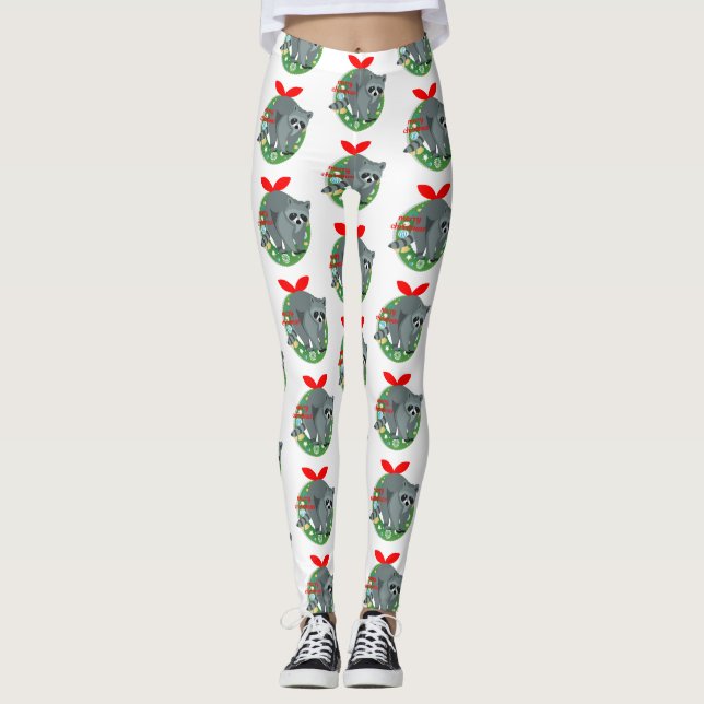 joyeux Noël raccoon leggings (Devant)