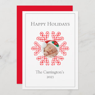 Joyeux Noël Red Plaid Snowflake Photo Holiday