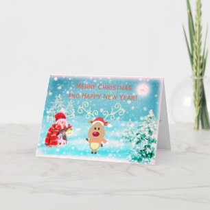 Joyeux Noël Reindeer 1 Carte de vacances