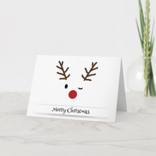 Joyeux Noël Reindeer Wink Carte de Noël